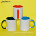 Directamente fábrica Sunmeta caliente de alta calidad de venta de cerámica Sublimaiton impresión mango color interno Tazas